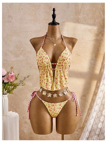 Image of RoseSeek Women's 2 Piece Boho Polka Dots Beaded Bikini Sets Sexy Swimsuits