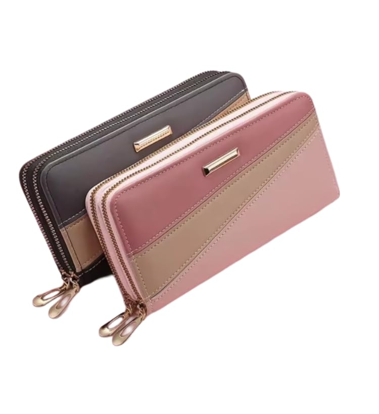 Women Fashion Design Leather Wallets Long Double-layer Zipper (black)2