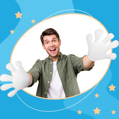 Geyoga 2 Pairs White Jumbo Cartoon Hands Gloves Halloween Party Costume - image 7