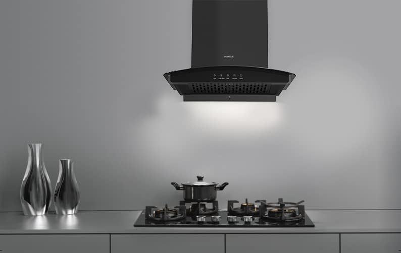 Image of Hafele Curve Bolt 60 Auto Clean Wall Mounted Chimney (Black 1400 CMH)