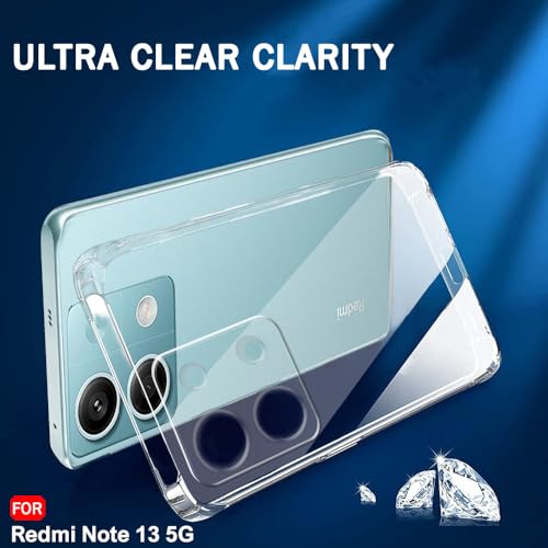 Image of TheGiftKart Back Cover Soft Case for Mi Redmi Note 13 5G | Best Camera Protection | Inbuilt Dust Plugs & Anti-Slip Grip | Ultra Slim Back Cover Case for Redmi Note 13 5G (Silicone, Transparent)