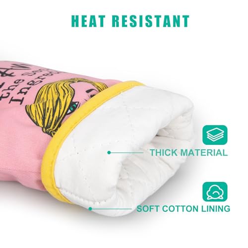 Miracu Oven Mitt, Funny Kitchen Cooking Oven Mitts, Pink Kitchen Accessories, Cute Baker Stuff, Baking Gifts for Women Mom, House Warming Gifts New Home Apartment, for Christmas Birthday Housewarming