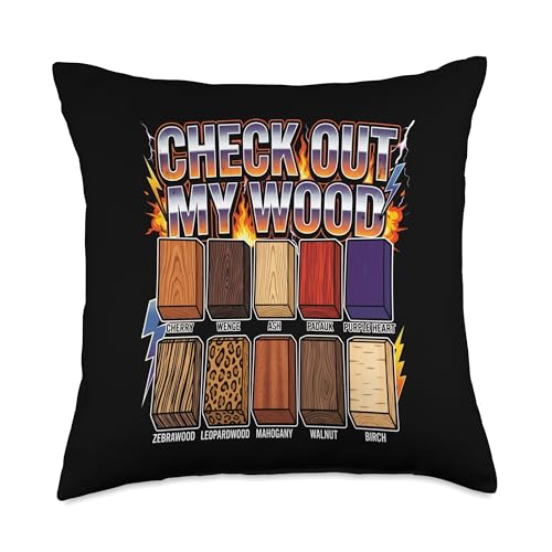 Funny Wood Species Collection Woodworking Humor Wood Gift Throw Pillow