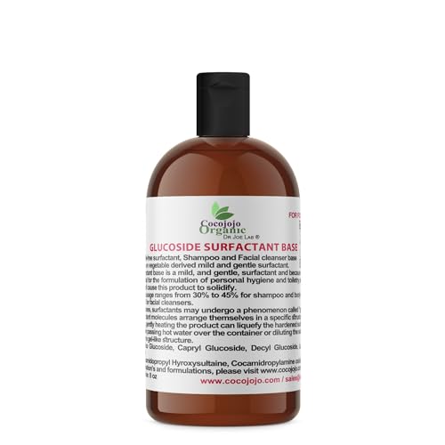 Glucoside Surfactant Base - Plant Derived in One Natural Gentle Mild Rich Foaming Cleanser - Lauryl Decyl Coco Capryl Caprylyl Cosmetic Liquid Hand Soap Body Wash - 8 Oz