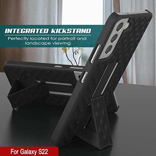 PunkCase Galaxy S22 Holster Belt Clip Case W/Screen Protector & Built-in Kickstand, Black - Image 2