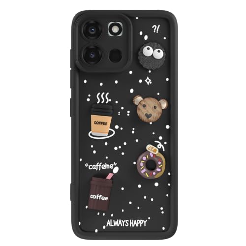 Image of Outlouders Back Cover for OnePlus Nord 6 5G | 3D Cartoon Bear Cute Fun Silicone Full Body Protection Bumper Case (Black)