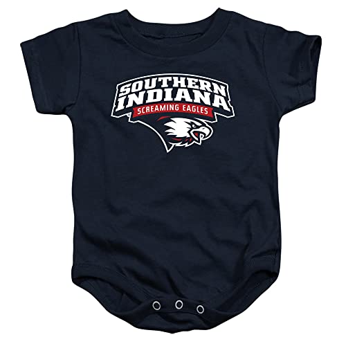University of Southern Indiana Official Stacked Unisex Infant Snap Suit for Baby,Navy, 6 Months