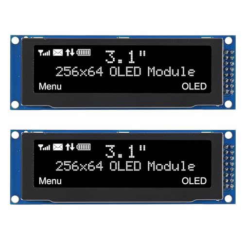 DWEII 2 unidades de pantalla OLED de 3.1 pulgadas 256x64 OLED LCD Display SSD1322 módulo de 16 pines para Arduino (blanco)