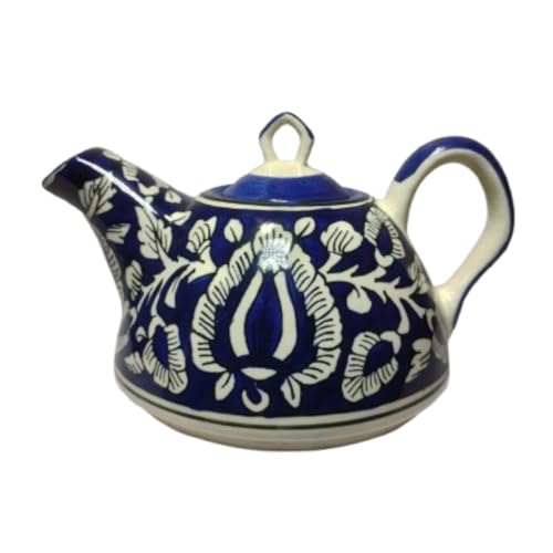 BHUMI Ceramics Ceramic Blue Printed Kettle Handmade Teapot/Servin...