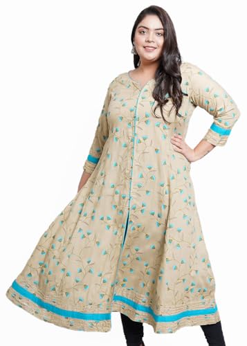 Image of Yash Gallery Women's Rayon Relaxed Fit Anarkali Floral Printed Kurta