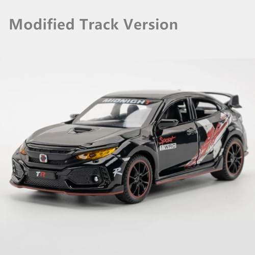 Image of New 1:32 Civic Type R Diecast Alloy Metal Pull Back Car with Openable Doors Music Sound and Light Vehicle Toy Car for Kids Boys (White)