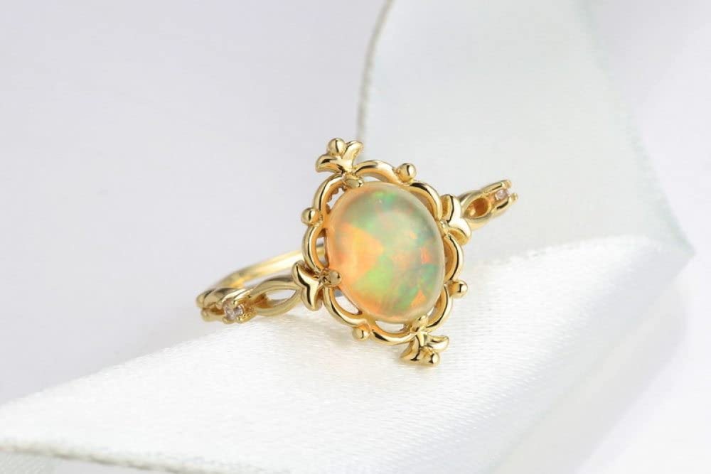 Anello In Argento 925 Da Donna,Anelli Regolabili Per Donna Ovale Cristallo Di Limone A Forma Di Fiore Argento Sterling 925 Micro Pavé Zircone Retrò Placcato Oro 7 Chakra Anelli Di Promessa Per Rag