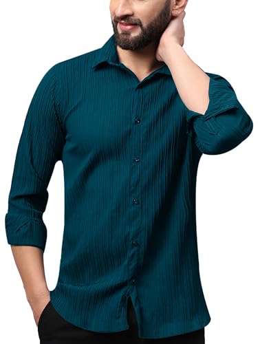 Image of FILO HEVIS Men's Casual Button Down Popcorn Shirts Stylish Long Sleeve Linen Textured Beach Summer Shirt