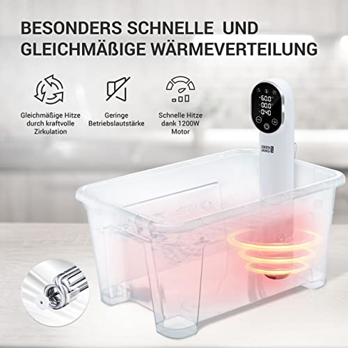 LEBENLANG 1200W Sous Vide Stick - Mit App-Steuerung I Edelstahl Su Vide Garen mit Timer für Fleisch Fisch Gemüse| Souvidestab Souse Garer | Susvide Sovit Souvidgarer Sou Vid Souc Vide Stab Stick