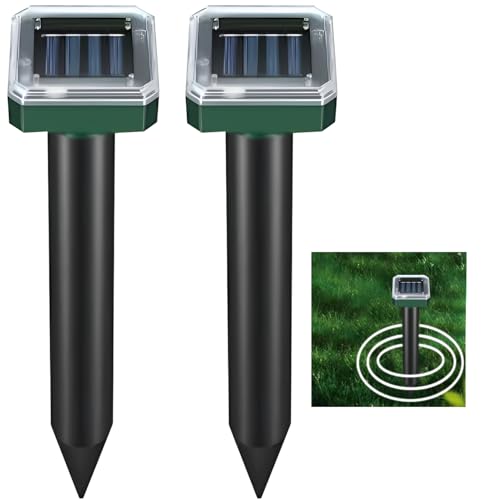 Dozylive 2 Pezzi Dissuasori per Talpe Ultrasuoni, Solare Repellente per Anti Talpa, Impermeabile Dissuasori per Topi da Esterno, Veleno per Talpe Giardino Serp e Giardini Esterni Efficace Contro