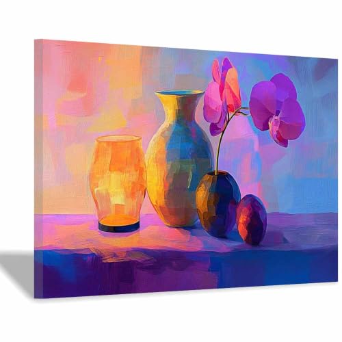 Affiche florale graffiti abstrait violet tableau de décoration murale ado