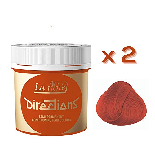 2 X La Riche Directions Semi-Permanent Hair Color 88ml Tubs - Tangerine