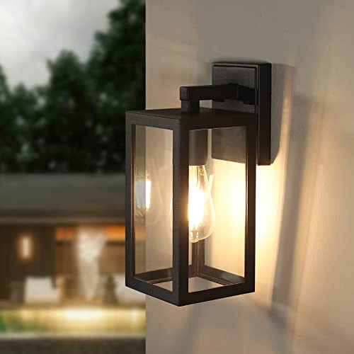 HLFVLITE Outdoor Wall Light Black Aluminum Exterior Wall Sconce for Porch Entryway, Doorway, Patio and Garage