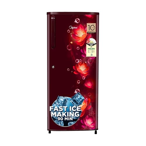 Midea 215 L 2 Star Direct Cool Refrigerator (MRD215D2HPCW, Wine, Flower, 2025 Model)