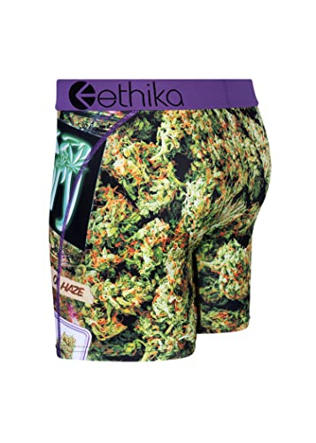 Ethika Men’s Mid Boxer Brief, 4-Way Stretch Performance Underwear with Graphic Prints – Green House - Mid (GRN, L)2