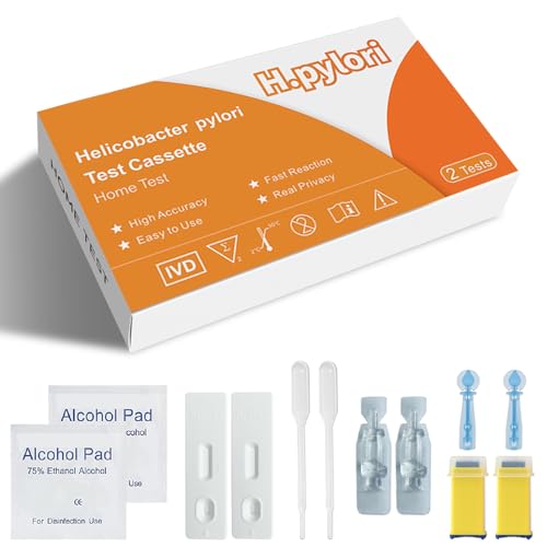 Helicobacter Pylori Test, H Pylori Test Kits at Home, 2-Pack H. Pylori Test kit Results in 10-15 Minutes. H-Pylori Self-Test for Home Use: Fast, Highly Accurate, and Easy to Use.