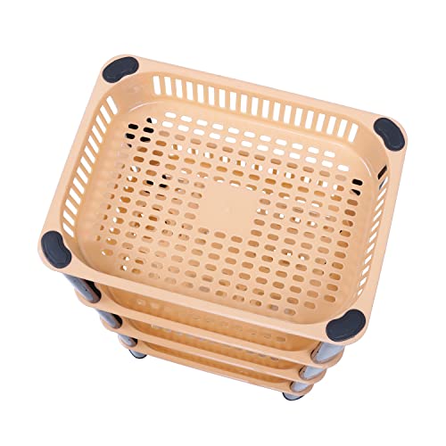 Image of AEXONIZ TOYS 4 Layer Storage Rack Stand Vegetable Trolley Rack Plastic Space-Saving Solution Kitchen Basket Organizer for Household,Office, Bedroom, Kitchen, Living Room(4 Layer, Ivory)