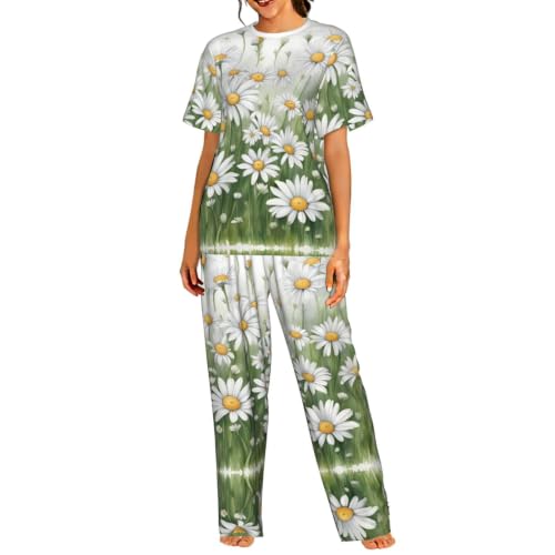 Ensemble de pyjama marguerites haut manches courtes pantalon long
