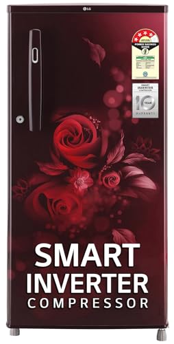 Image of LG 185 L 4 Star Direct-Cool Inverter Single Door Refrigerator (GL-B199OSEY, Scarlet Euphoria, Smart Connect)