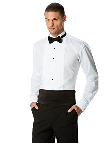 Men's Tuxedo Shirt 100% Cotton 1/4" Pleat Wing Collar, 19 (36/37) White3
