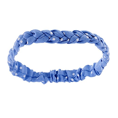 Intriguing Soft And Stretchy Braided Style Washable Headband/Hairband/Hair Holder In Blue Color With White Dots Print By VAGA