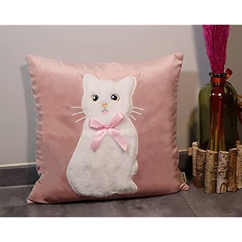 Angel's Pride 1 cushion cover in velvet look, handmade cat cushion covers, cat motif, decorative cushion cover, decorative cushion, sofa cushion for sofa, resaurant hotel, 45 x 45 cm Cover