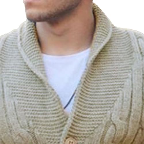 JEShifangjiusu Mens Shawl Collar Cardigan Sweater Casual Cable Knit Breasted Outerwear Winter Chunky Ribbed Topcoat2