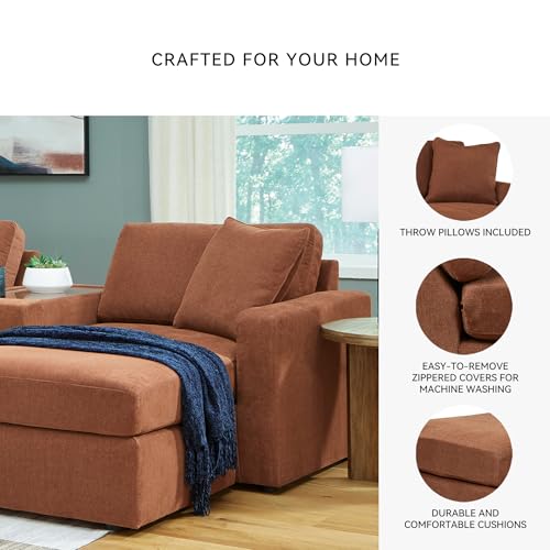 Image of Signature Design by Ashley Modular Sofa Sectional with Chaise, Spice Orange
