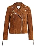 Zwei Vordertaschen Vila Female Lederjacke Wildleder LOak Brown