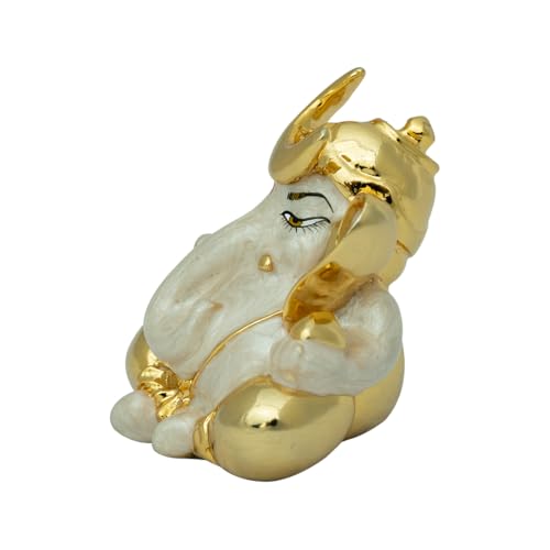 Image of Pearl White Chanda Ganesha Ganesh Ganpati Bappa Idol Statue murti for Car Dashboard, Home Decor, Office & Gifting | Height 2.5 Inch