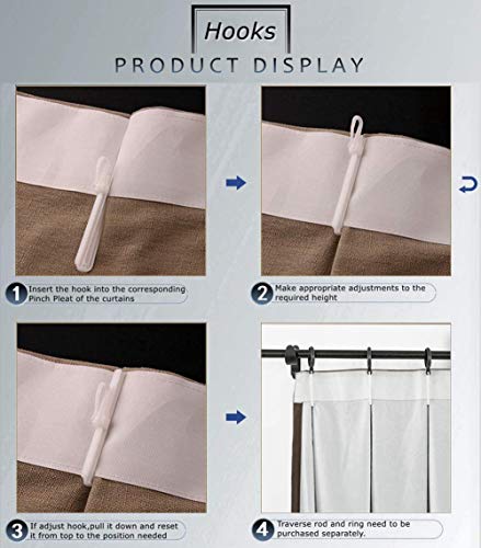 Twopages Grey White Pinch Pleat Curtain Blackout, Triple Weave Thermal Insulated Energy Saving Solid Window Curtain Panel For Bedroom, 120 X 102 Inch, 1 Panel #TOP6