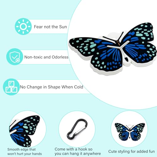 Image of Poop Bags Clips for Leashes Silicon Dog Poop Bag Holder Dispenser Hands-free Poop Bag Holders for Leashes Dog Walking Accessories Dog Leash Attachment for Hanging Used Dog Waste Bags(Butterfly)