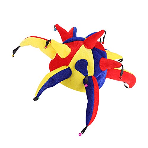 ITODA Halloween Clown Hat Funny Jester Hat with Bells and Foam Nose Pointy Joker Hats Multicolor Party Cosplay Hats Props for Mardi Gras Carnival Halloween Party Decoration - Image 4