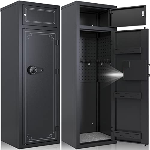 KAER 10-12 Gun Rifle Safe,Gun Safes for Home Rifles and Pistols, Large Unassembled Rifle Safe（with/without Scope), Quick Access Gun Cabinets with Digital Keypad/3 Adjustable Pistol Racks