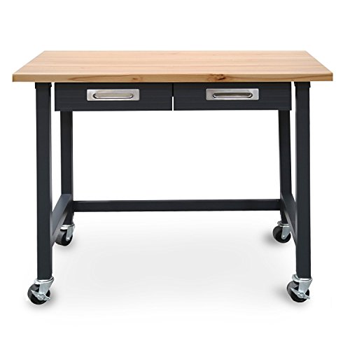 Seville Classics (UHD20271B) UltraGraphite Wood Top Workbench on Wheels (48W x 24.7D x 37.4H Inches) Graphite