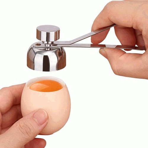 CHEFZOCO Cortador para huevos, Abridor de Huevo, Abridor con pesa, Separador de cáscara de huevo, Topper egg, Longitud 10.5 cm, Acero inoxidable, Apto para huevo crudo
