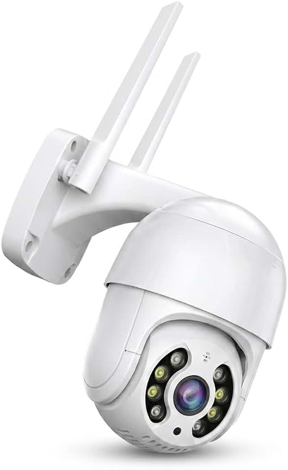Câmera de Segurança Externa Wi-Fi PTZ IP66 com Visão Noturna Colorida, Sirene e Luz de Alerta, Áudio Bidirecional, H.265, Cartão TF 128GB