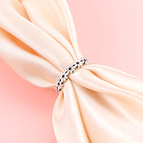 DAOCHONG 925 Sterling Silver Ring Daisy Flower Rings Lotus Flower Rings Tarnish Resistant Comfort Fit Wedding Band Ring3