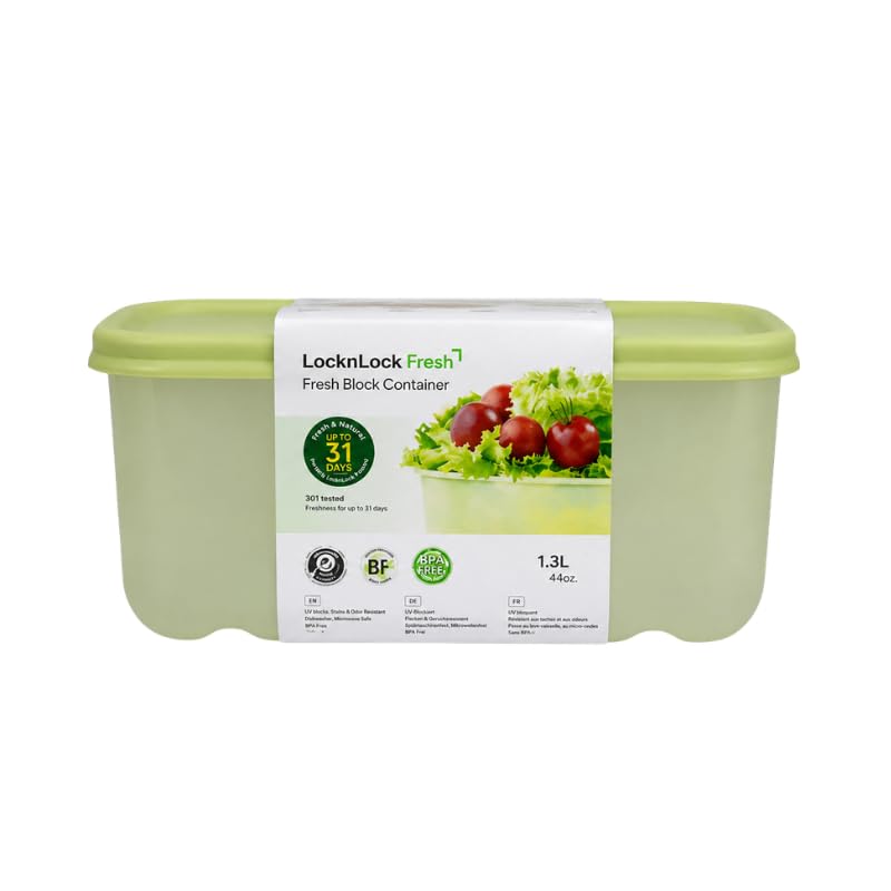 Image of LocknLock Fresh Block 1.3L Food Storage Containers (Pack of 1) | Airtight Fridge Storage Box with Air Vent System | BPA-Free Vegetable, Fruit & Grocery Storage Container