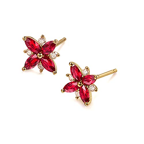 Daesar 18Ct Gold Earrings Women Earrings Stud Diamond 0.13Ct Flower Marquise Cut Sapphire Stud Earrings Gold #TOP2
