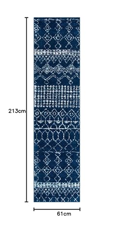 Safavieh Boho Rug for Living Room Dining Room, Bedroom - Tulum Collection, Short Pile, in Navy and Ivory, 91 X 152 cm - Image 2
