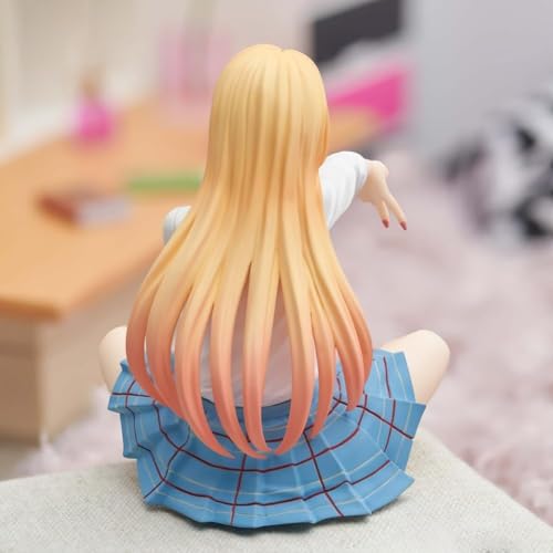 Image of Marin Kitagawa Sitting Pose Anime Figure - 15cm My Dress-Up Darling Blush Smile School Girl in Cross-Leg Sitting Action Figure for Desk, Shelf & Home Decor | Gift for Friends & Anime Fans