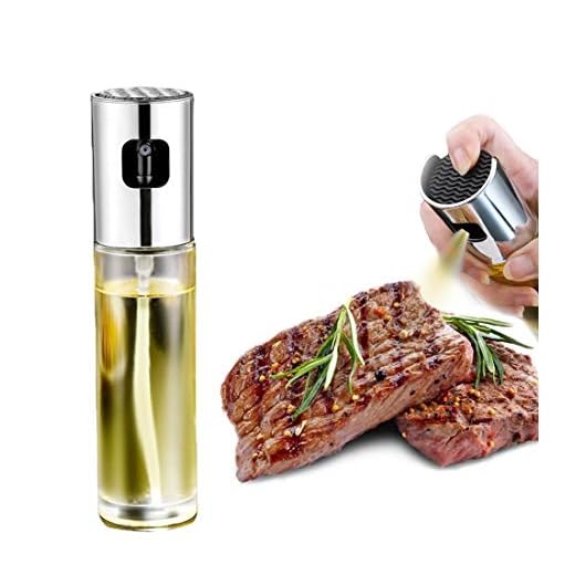Olive Oil Sprayer Stainless Steel Mister Dispenser BBQ Refillable Oil Vinegar Glass Spritzer with Oil Spray for Cooking Salad Grilling Roasting Air Fryer Kitchen-1Pcs-Clear