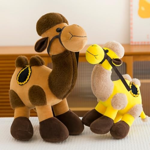 Xiyocadt Kamel Kuscheltier, Plüsch Kamel Spielzeug Stehend, Süßes Kuscheltier, Plüsch Puppe, Weich Flauschig Stofftier Zum Spielen, Geschenk für Kinder (30 cm,Braun)