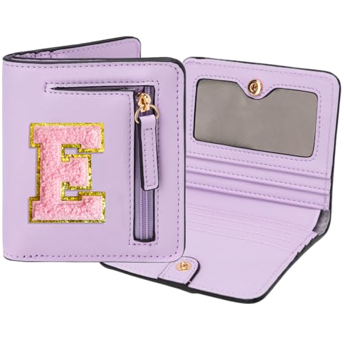 Image of Birthday Gifts for Teen Girl Kids Wallet Little Girl Wallets | Small Initial Kid Wallet for Girl Rfid Wallet Preppy Stuff Gifts for Girls 8-12 Purple E